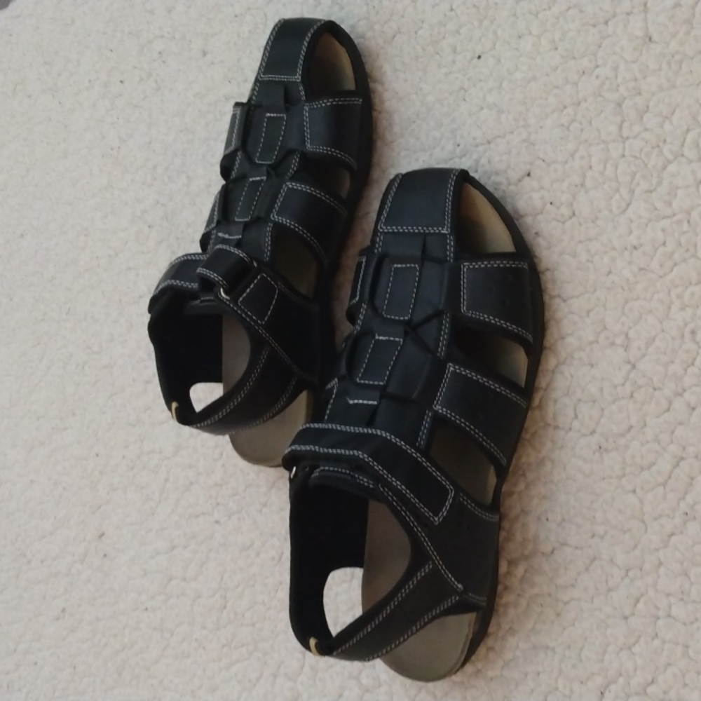 Marco Vitale Black Leather Sandals 10.5